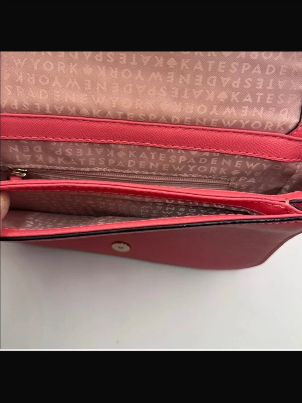 kate spade Coral Pink Crossbody Bag with Gold-Tone Plaque